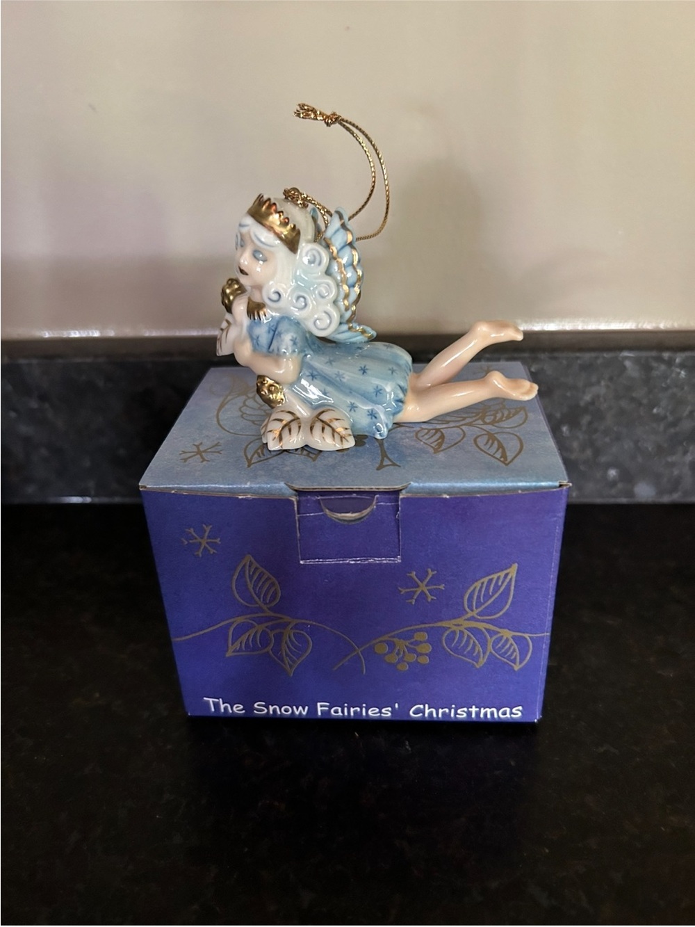 Bing & Grondahl "The Snow Fairies' 🧚♀️ Christmas" Blue & Gold Angel Ornament